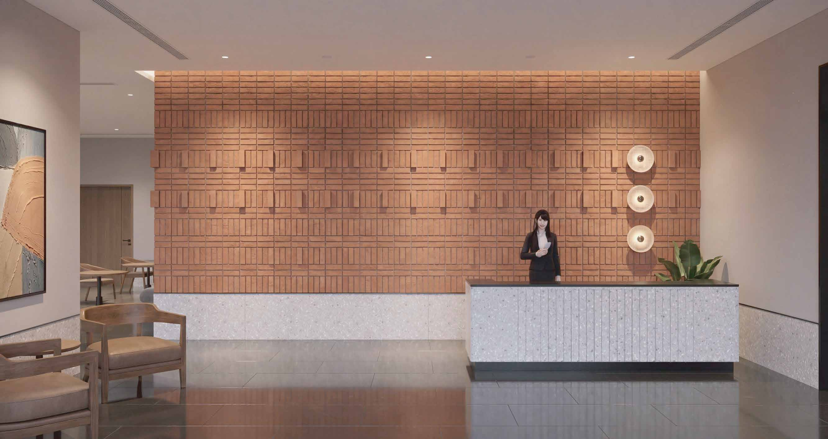 Reception desk and lobby design