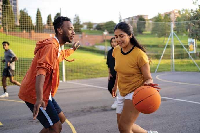 Outdoor basketball court recreation